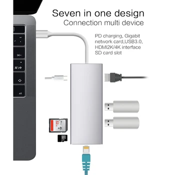 7 in 1 USB-C USB 3.1 Type C Hub to HDMI SD TF Card Reader USB 3.0 1000M RJ45 PD Charging Adapter For MacBook Samsung Galaxy
7 in 1 USB-C USB 3.1 Type C Hub to HDMI SD TF Card Reader USB 3.0 1000M RJ45 PD Charging Adapter For MacBook Samsung Galaxy