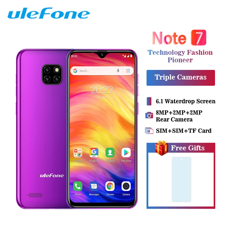 

Ulefone Note 7 Smartphone 3500mAh 19:9 Quad Core 6.1inch Waterdrop Screen 16GB ROM Mobile phone WCDMA Cellphone Android8.1