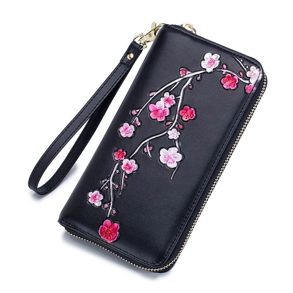Wallet Women Genuine Leather 3D Plum Blossom with Wristlet Long Design Ladies Clutch Phone Bag Slim Purse Luxury Wallet Female
Wallet Women Genuine Leather 3D Plum Blossom with Wristlet Long Design Ladies Clutch Phone Bag Slim Purse Luxury Wallet Female