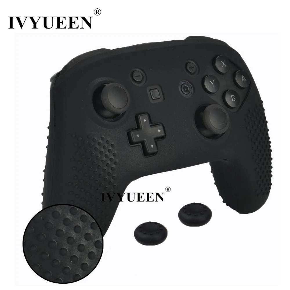 

IVYUEEN Studded Anti-slip Silicone Skin Cover for Nintend Switch NS Pro Controller Protective Case with 2 Analog Stick Caps Grip