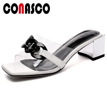 CONASCO Summer New Thick Heels Women Slippers Sandals Pumps Casual Genuine Leather Chain Concise Fashion Casual Shoes Woman
CONASCO Summer New Thick Heels Women Slippers Sandals Pumps Casual Genuine Leather Chain Concise Fashion Casual Shoes Woman