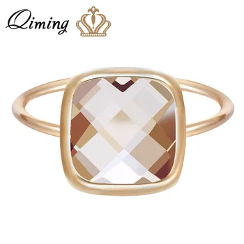 QIMING Big Ring Female Champagne Stone Square Charm Golden Fashion Jewelry Wedding Rings For Women Bague Party Gift
QIMING Big Ring Female Champagne Stone Square Charm Golden Fashion Jewelry Wedding Rings For Women Bague Party Gift