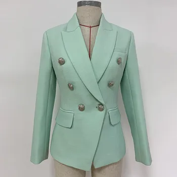 Elegant Designer Blazer Women's Classic Lion Buttons Double Breasted Blazer Office Lady Mint Green Casual Jacket
Elegant Designer Blazer Women's Classic Lion Buttons Double Breasted Blazer Office Lady Mint Green Casual Jacket