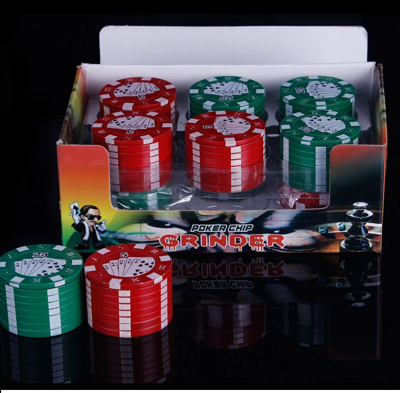 

Poker Chip 40mm 3 Layers Herb Grinder Weed Creative Mental Hand Muller for Hookah Shisha Water Pipe Glass Bong Drop Shipping