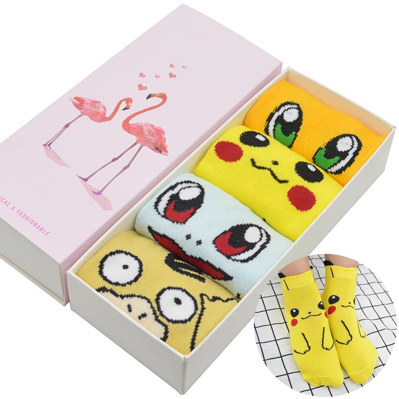 4 Pair/set Cute Cartoon Anime Women Short Socks Pokemon Pikachu/Squirtle/Psyduck/Charmander Women Ankle Socks with Gift Box
4 Pair/set Cute Cartoon Anime Women Short Socks Pokemon Pikachu/Squirtle/Psyduck/Charmander Women Ankle Socks with Gift Box