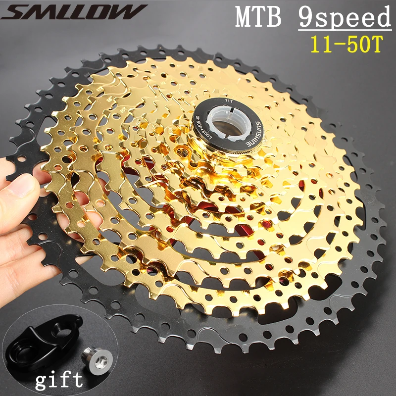 SUNSHINE 9 s 11- 50T Gold Cassette 9 Speed Wide Ratio Golden Durable Freewheel for MTB Mountain Bike Bicycle
SUNSHINE 9 s 11- 50T Gold Cassette 9 Speed Wide Ratio Golden Durable Freewheel for MTB Mountain Bike Bicycle