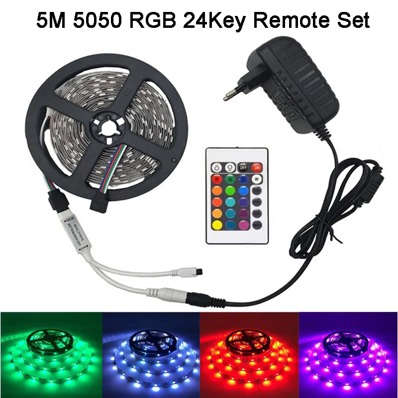 GBKOF 5050 3528 RGB led strip light 5M 10M Waterproof SMD Diode Tape led Ribbon With Music Remote Controller DC12V Power Adapter (13)