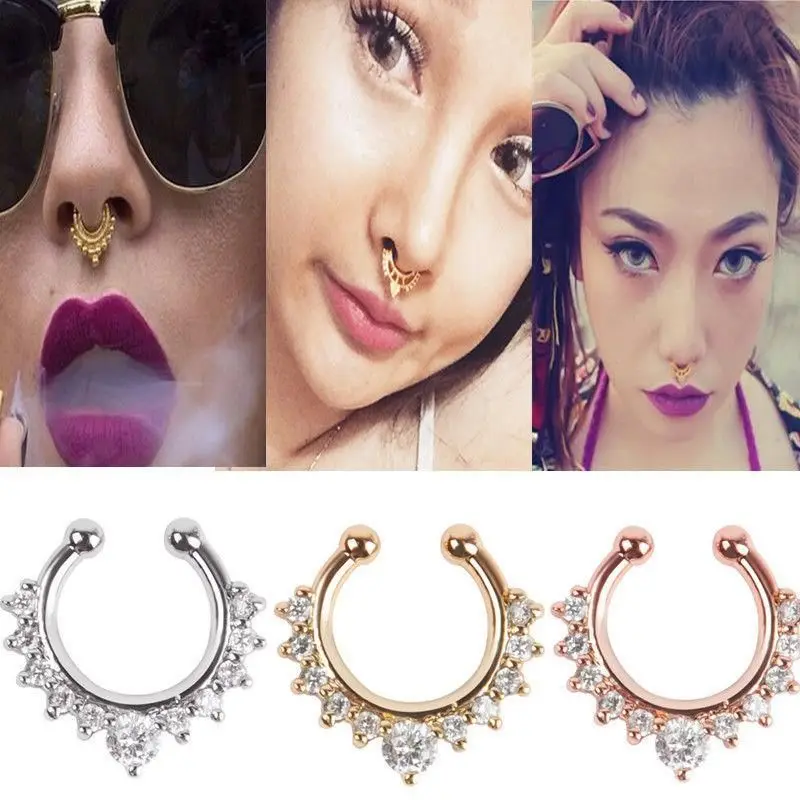 Women Nose Rings Crystal Fake Nose Ring Septum Piercing Hanger Clip On Body Jewelry Nose Hoop Rings Nose Earring
Women Nose Rings Crystal Fake Nose Ring Septum Piercing Hanger Clip On Body Jewelry Nose Hoop Rings Nose Earring