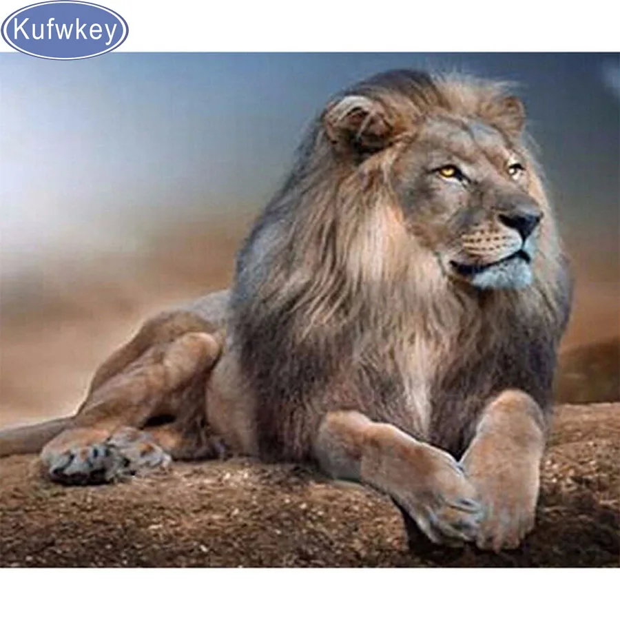 5D DIY Berlian Bordir Resin Singa 3d Berlian Lukisan Cross Stitch