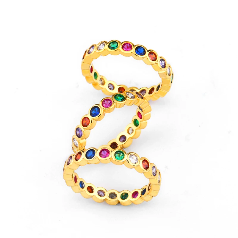 2019 Hot Sale Rainbow Mini Eternity Gold Ring Colorful Cubic Zircon Filled Fashion Finger Rings for Women Part jewelry rig-h81
2019 Hot Sale Rainbow Mini Eternity Gold Ring Colorful Cubic Zircon Filled Fashion Finger Rings for Women Part jewelry rig-h81
