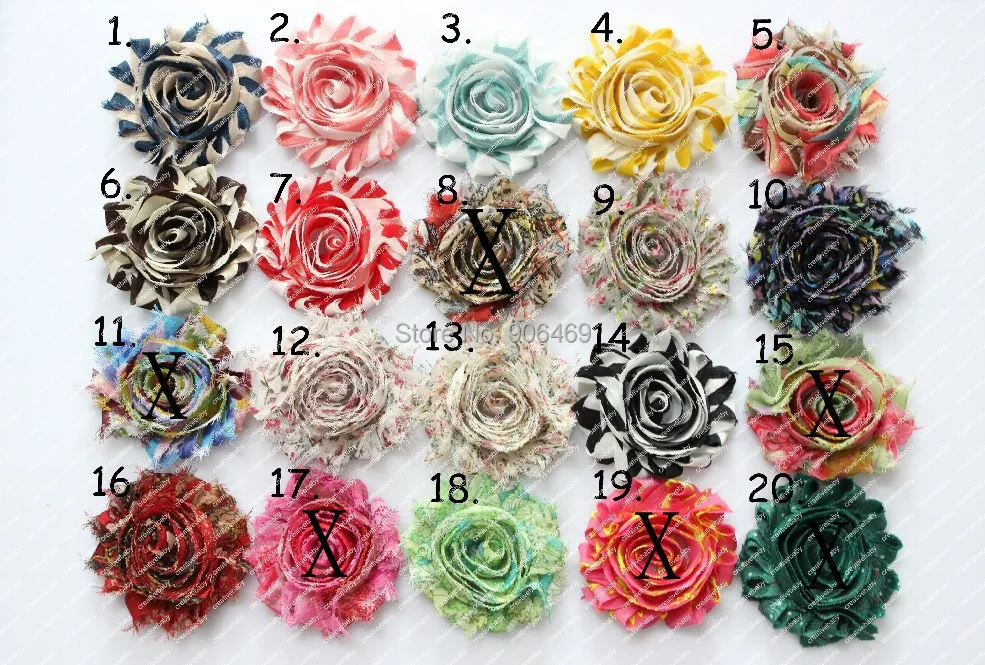 

ree shipping Print 2.5" chic shabby frayed chiffon flowers,chiffon Rosette flowers 51 colors 30pcs/lot