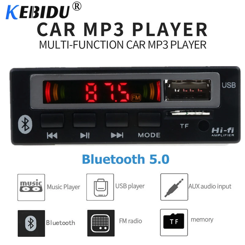 KEBIDU Bluetooth5.0 MP3 WMA WAV Decoder Board 5V 12V Wireless Audio Module Color Screen USB TF FM Radio For Car accessories
KEBIDU Bluetooth5.0 MP3 WMA WAV Decoder Board 5V 12V Wireless Audio Module Color Screen USB TF FM Radio For Car accessories