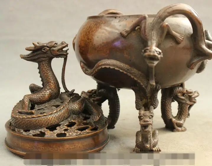 S0783 12" Folk Chinese Bronze Buddhism Dragon Head Statue Temple Incense Burner Censer
S0783 12" Folk Chinese Bronze Buddhism Dragon Head Statue Temple Incense Burner Censer