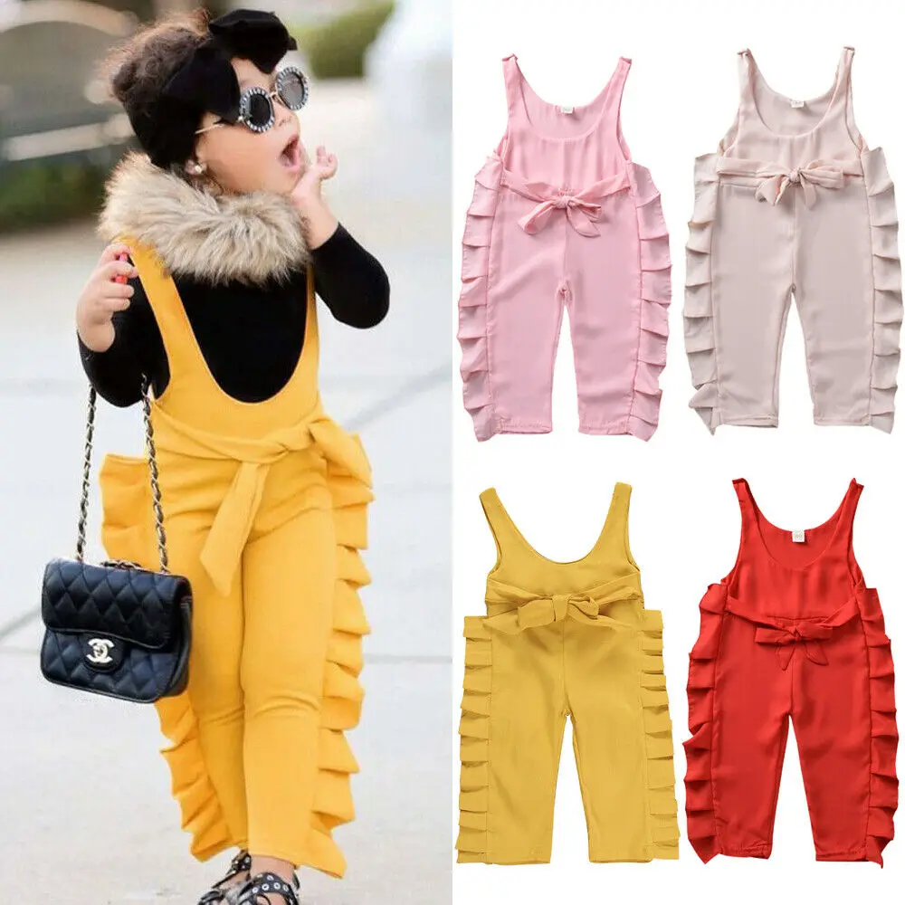 

Summer Kids Baby Girl Clothes 1-6Y Ruffle Bib Pants Romper Overalls Outfits Sunsuit