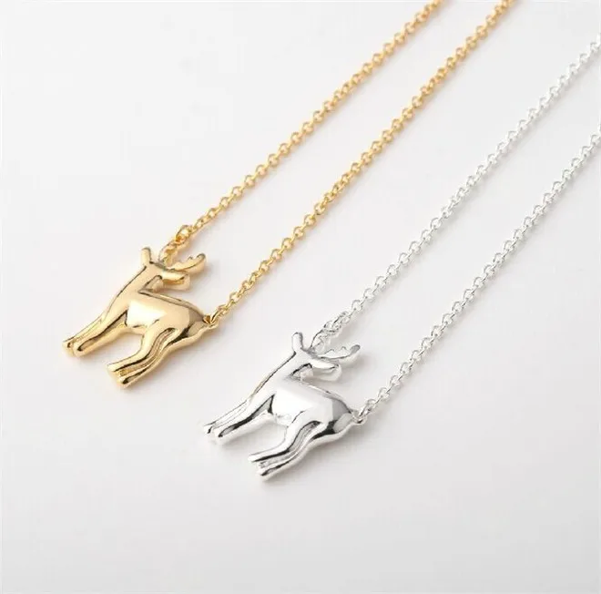 

Fashion Simple Christmas Antler Deer Elk Necklace Reindeer Horn Stag Necklaces Cute Bambi Necklace Woodland Fawn Necklaces