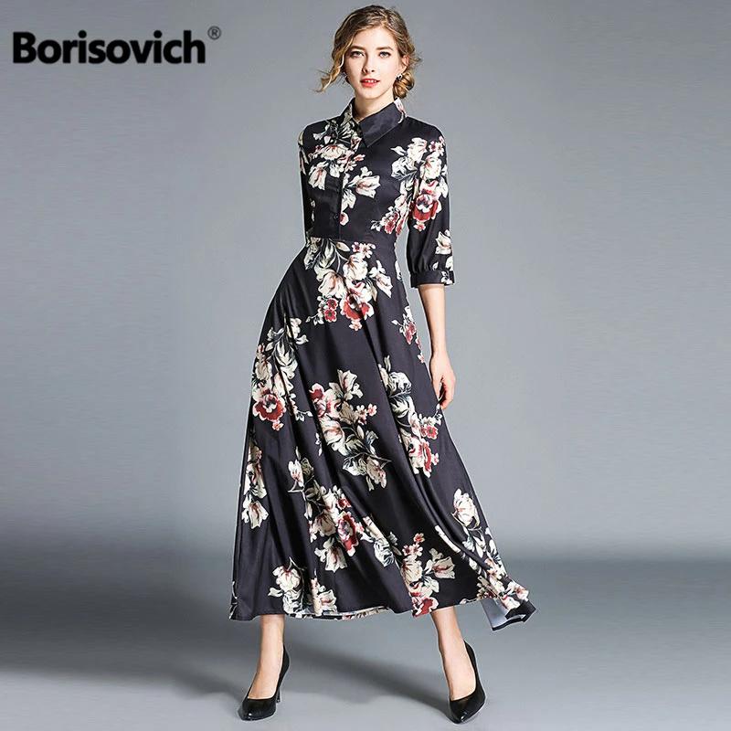 Borisovich Women Elegant Long Dress New Brand 2018 Autumn Vintage Floral Print Turn-down Collar Ladies Evening Party Dress M833
Borisovich Women Elegant Long Dress New Brand 2018 Autumn Vintage Floral Print Turn-down Collar Ladies Evening Party Dress M833