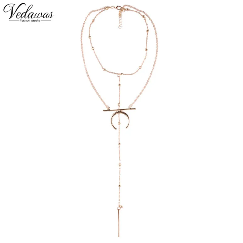 Vedawas 2017 Simple Multilayer Metal Chain Colar Statement Necklace Geometric Moon Shape Pendant Collares Choker Necklace xg257
Vedawas 2017 Simple Multilayer Metal Chain Colar Statement Necklace Geometric Moon Shape Pendant Collares Choker Necklace xg257