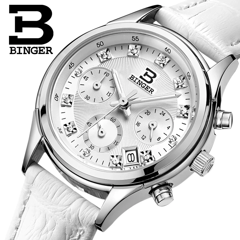 Women's Watches Luxury Brand quartz Switzerland Binger waterproof clock genuine leather strap Chronograph Wristwatches BG6019-W4
Women's Watches Luxury Brand quartz Switzerland Binger waterproof clock genuine leather strap Chronograph Wristwatches BG6019-W4
