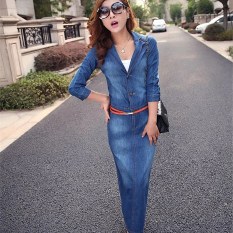 Summer Autumn Long Dress 2019 Button Down Denim Dress for Women Sundress Casual Long Sleeve Jeans Dress Overalls Cotton Dress
Summer Autumn Long Dress 2019 Button Down Denim Dress for Women Sundress Casual Long Sleeve Jeans Dress Overalls Cotton Dress