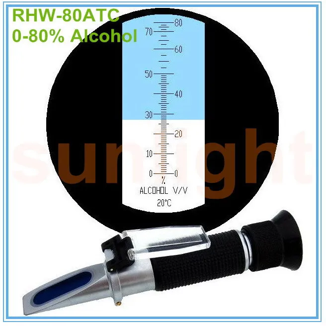 Wholesale 10pcs/lot RHW-80ATC Wide-range 0-80%V/V Alcohol Refractometer with Plastic Retail Box and Trackable Delivery Service
Wholesale 10pcs/lot RHW-80ATC Wide-range 0-80%V/V Alcohol Refractometer with Plastic Retail Box and Trackable Delivery Service