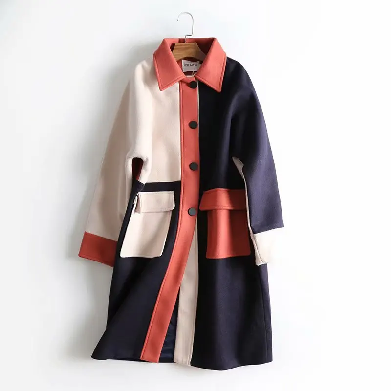 2019 Spring & Winter New Arrival Quality Color Matching Long Wool Coat Women Double Pockets Korean Coat Fashion Free Shipping
2019 Spring & Winter New Arrival Quality Color Matching Long Wool Coat Women Double Pockets Korean Coat Fashion Free Shipping
