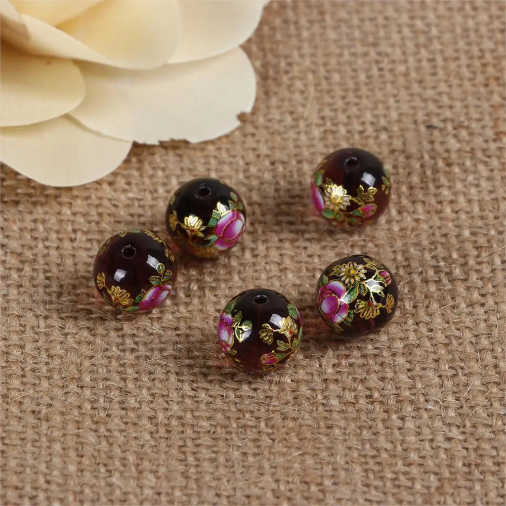 Glass Japan Painting Vintage Japanese Tensha Beads Round Coffee & Pale Lilac Rose Flower Pattern Transparent 12mm 5 PCs
Glass Japan Painting Vintage Japanese Tensha Beads Round Coffee & Pale Lilac Rose Flower Pattern Transparent 12mm 5 PCs