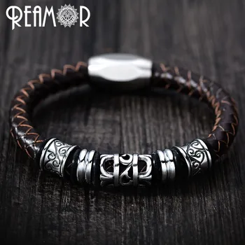 REAMOR 316L Stainless Steel Totem Male Bangles Genuine Leather Rope with Magnet Buckle Combos Bracelets Trendy Men's Jewelry
REAMOR 316L Stainless Steel Totem Male Bangles Genuine Leather Rope with Magnet Buckle Combos Bracelets Trendy Men's Jewelry
