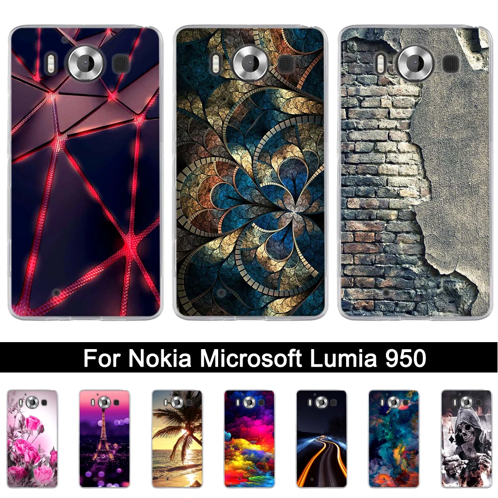 

For Nokia Microsoft Lumia 950 Soft TPU Case for Lumia 950 Silicone Print Back Phone Case Cover For Nokia 950 Painted Shells Bags