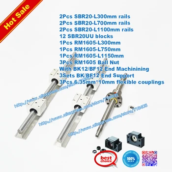 3 ballscrews RM1605 300/750/1150mm + 3 sets SBR20 rail linear table+3sets BK/BF12+couplers
3 ballscrews RM1605 300/750/1150mm + 3 sets SBR20 rail linear table+3sets BK/BF12+couplers