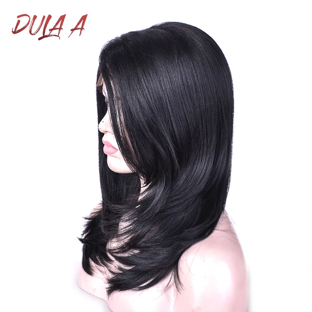 Синтетические кружевные передние парики Dula A короткие боб боковая часть волос 4