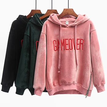 Autumn and winter women sweatshirt Women's Korean fashion gold velvet Sleeve casual warm sweatshirt Letter embroidery sweatshirt
Autumn and winter women sweatshirt Women's Korean fashion gold velvet Sleeve casual warm sweatshirt Letter embroidery sweatshirt