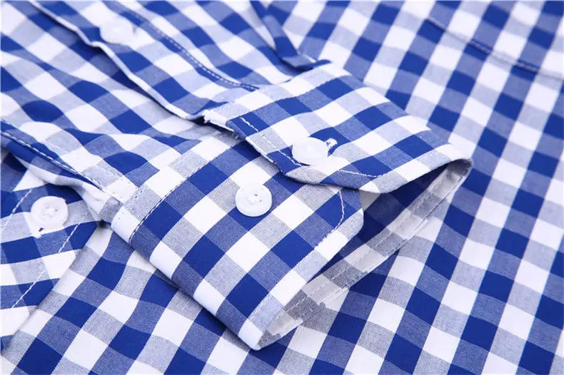 Plaid Shirts Men Free Iron Spring Summer Long Sleeve Cotton Business Formal Male Dress Shirts Leisure Social Shirts Brand MuLS 21