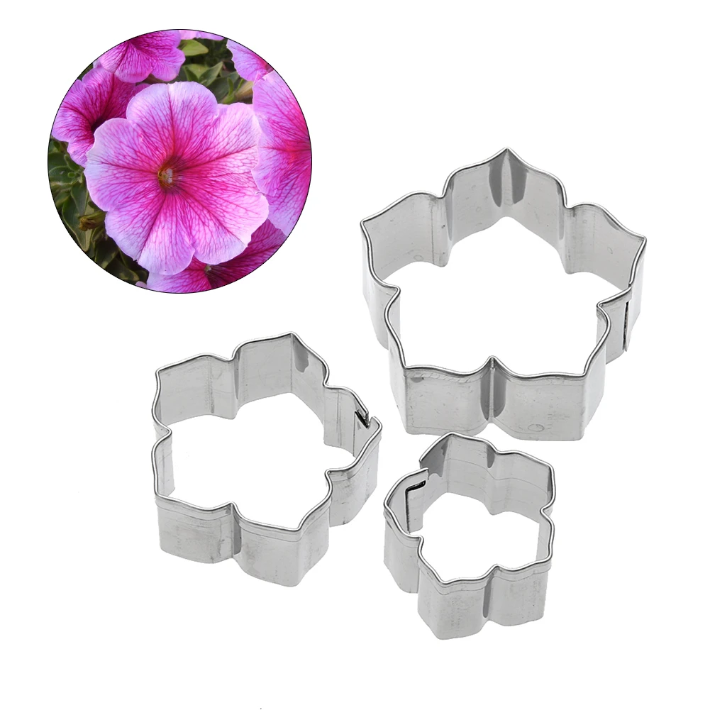 3pcs/set Petunia Flower Cutters Stainless Steel Cookie Fondant Cake Cutters Set Cake Decorating Tools
3pcs/set Petunia Flower Cutters Stainless Steel Cookie Fondant Cake Cutters Set Cake Decorating Tools