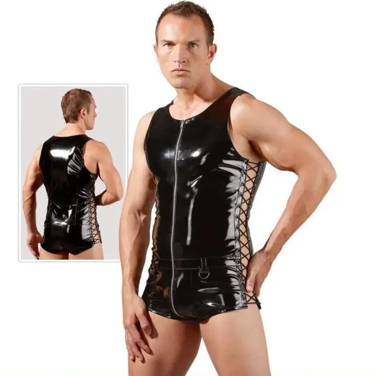 New Europe and America men sexy imitation leather openwork weaving jumpsuits strap costumes nightclub male singer DS Coveralls
New Europe and America men sexy imitation leather openwork weaving jumpsuits strap costumes nightclub male singer DS Coveralls