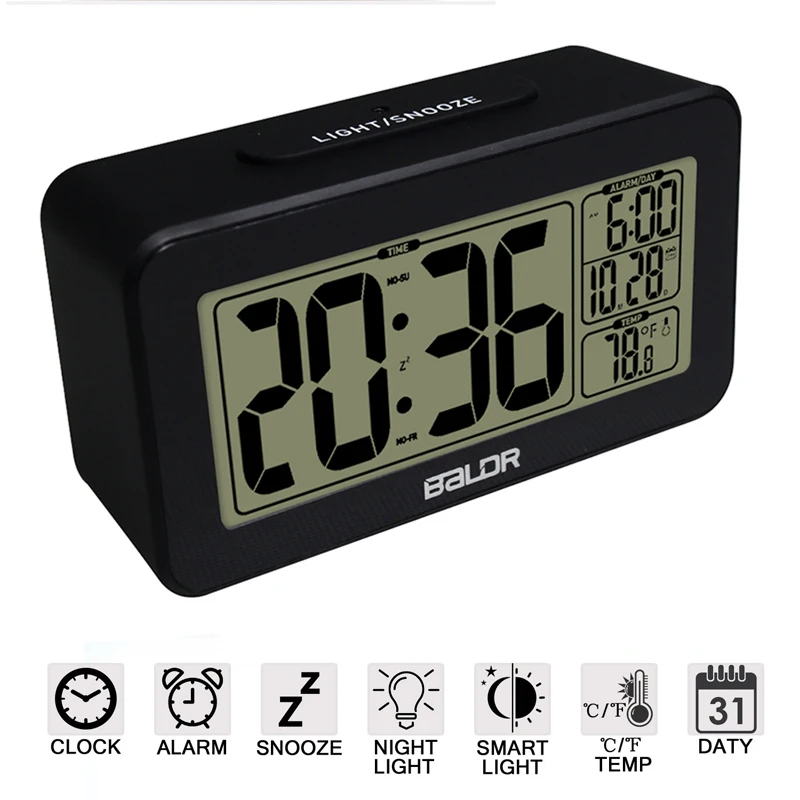 Baldr Smart Digital Alarm Clock Large LCD Screen Big Digit Backlit And Snooze Time/Date Display Easy to Set and Battery Operated
Baldr Smart Digital Alarm Clock Large LCD Screen Big Digit Backlit And Snooze Time/Date Display Easy to Set and Battery Operated