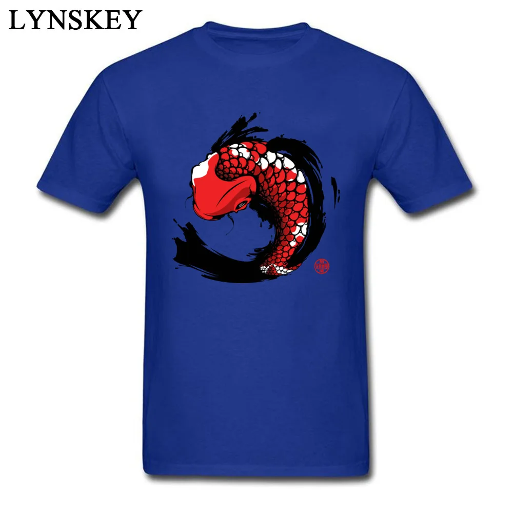 T Shirts Short Sleeve Casual Wholesale Red Koi Round Collar Cotton Men Summer Fall Tops Shirts Casual Clothing Shirt Red Koi blue