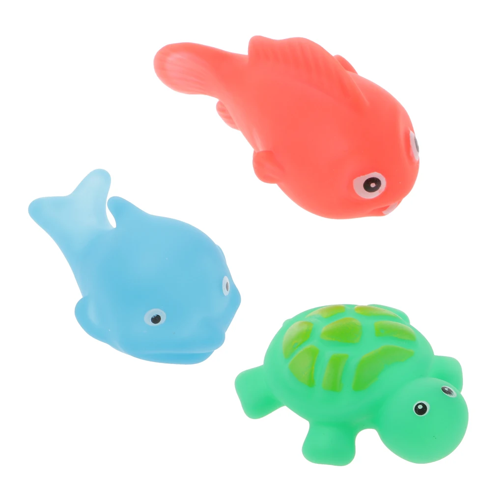 6Pcs/Set Rubber Baby Squeaky Bathroom Bath Time Toy Rubber Mini Swimming Animals Toys Great Gift