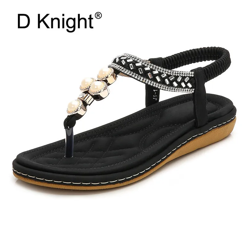 Tong Femme Summer Shoes Women Bohemia Ethnic Flip Flops Soft Flat Sandals Woman Casual Comfortable Plus Size Black Sandals 35-43 (6)