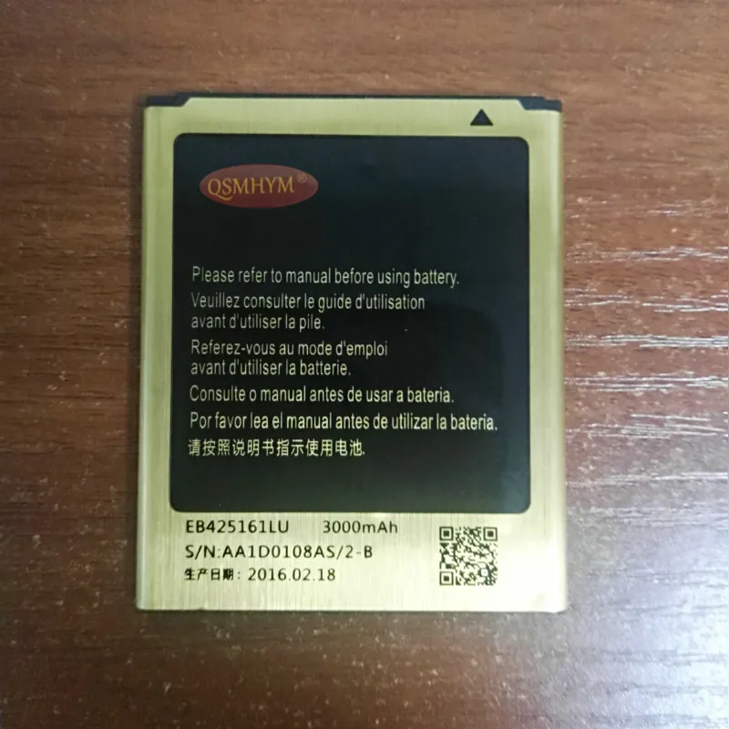 QSMHYM Brand New EB425161LU 3000mAh 3.8V Gold Battery For Galaxy S3 Mini ace 2 i8160 8160 High Capacity
QSMHYM Brand New EB425161LU 3000mAh 3.8V Gold Battery For Galaxy S3 Mini ace 2 i8160 8160 High Capacity
