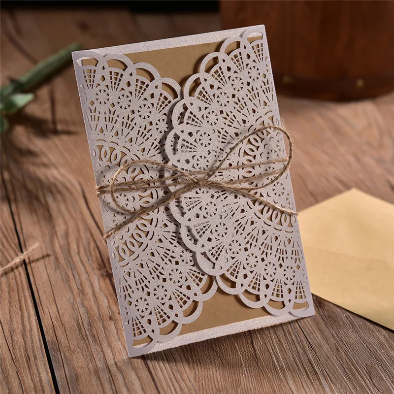 20pcs/lot White Hollow Laser Cut 4 In 1 Wedding Invitations Engagement Wedding Invitation Card With Hemp Ropes Envelope Seals
20pcs/lot White Hollow Laser Cut 4 In 1 Wedding Invitations Engagement Wedding Invitation Card With Hemp Ropes Envelope Seals