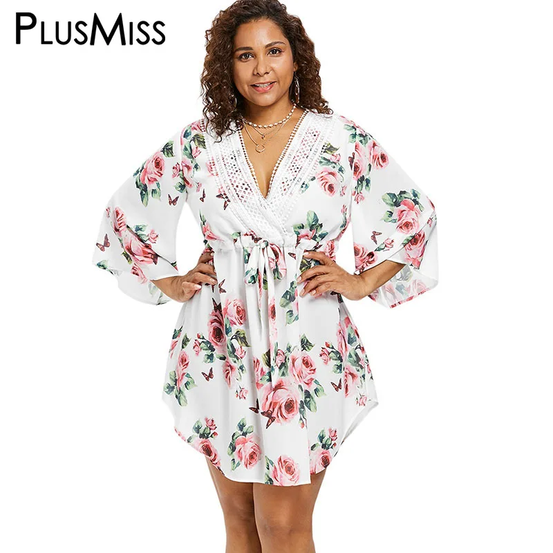 PlusMiss Plus Size Flower Floral Print Beach Boho Dress 5XL Women Sexy V Neck Loose Mini Short Dresses Big Size XXXXL XXXL XXL
PlusMiss Plus Size Flower Floral Print Beach Boho Dress 5XL Women Sexy V Neck Loose Mini Short Dresses Big Size XXXXL XXXL XXL