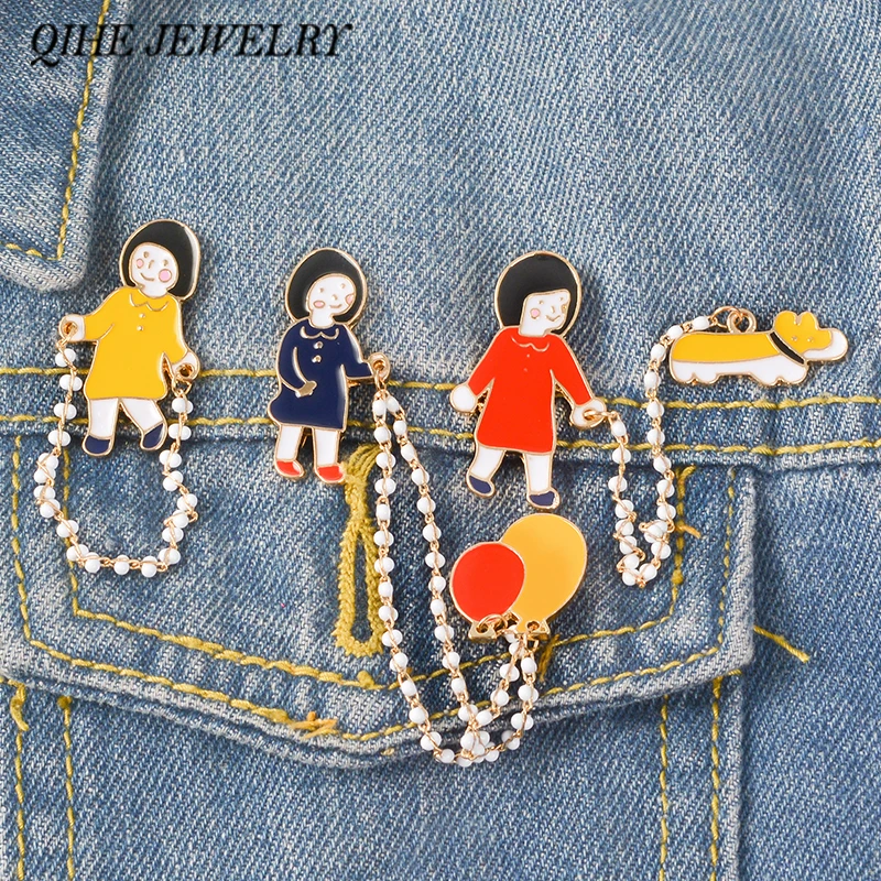 QIHE JEWELRY Lovely girl Pins Walking dog Skipping Ballon Enamel pins Brooches Badges Pins up Cute Kawaii Jewelry for Women Girl
QIHE JEWELRY Lovely girl Pins Walking dog Skipping Ballon Enamel pins Brooches Badges Pins up Cute Kawaii Jewelry for Women Girl