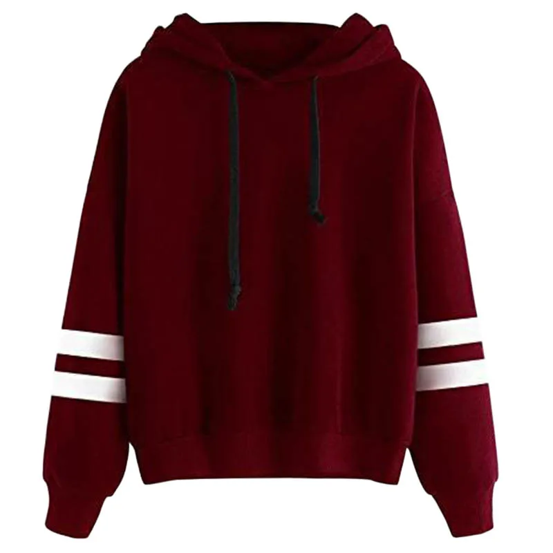 Hot Fashion Autumn Winter Women Sweatshirt With Hat Drawstring Long Sleeve Striped Splicing Hoodies Ladies Girls Pullover CGU 88
Hot Fashion Autumn Winter Women Sweatshirt With Hat Drawstring Long Sleeve Striped Splicing Hoodies Ladies Girls Pullover CGU 88