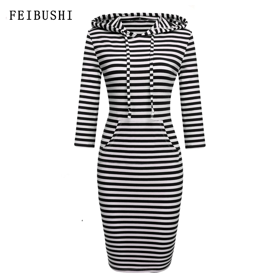 FEIBUSHI Striped Women Hoodies Cotton Dress Elegant 3/4 Sleeve Long Hoodies Dress winter pullover sweatshirts womens Dress
FEIBUSHI Striped Women Hoodies Cotton Dress Elegant 3/4 Sleeve Long Hoodies Dress winter pullover sweatshirts womens Dress