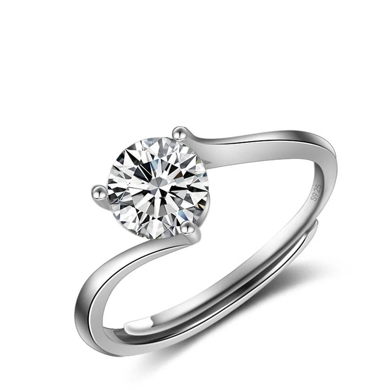 

Danki Women Classic 1ct Engagement Ring Solid 925 Sterling Silver Jewelry Prong Setting Solitaire CZ Ring Proposal Present