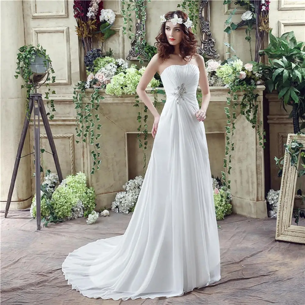Fashion Ivory White Chiffon Tulle with Sleeveless Floor-length Sweetheart A-line Beading Wedding Dress Court Train Made to Orde
Fashion Ivory White Chiffon Tulle with Sleeveless Floor-length Sweetheart A-line Beading Wedding Dress Court Train Made to Orde