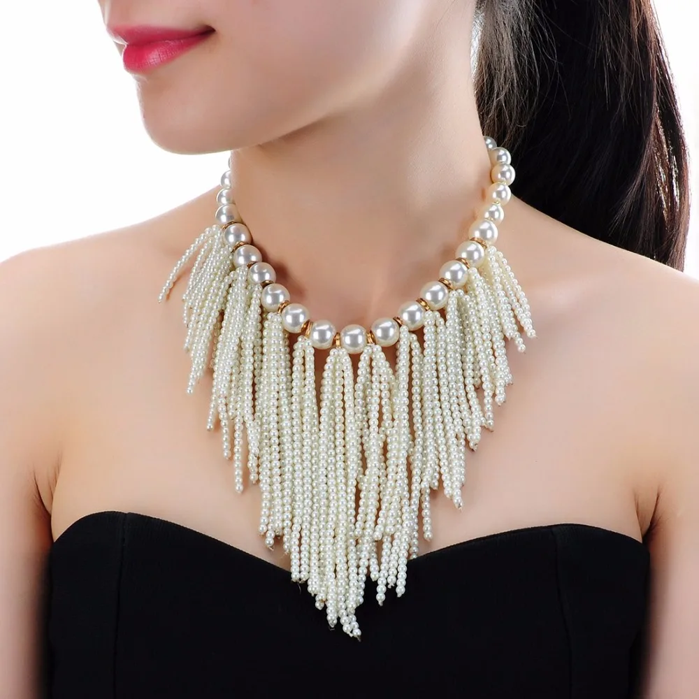 Fashion JEROLLIN Chain Collar Choker Cluster Statement White Pearl Pendant Bib Necklace
Fashion JEROLLIN Chain Collar Choker Cluster Statement White Pearl Pendant Bib Necklace
