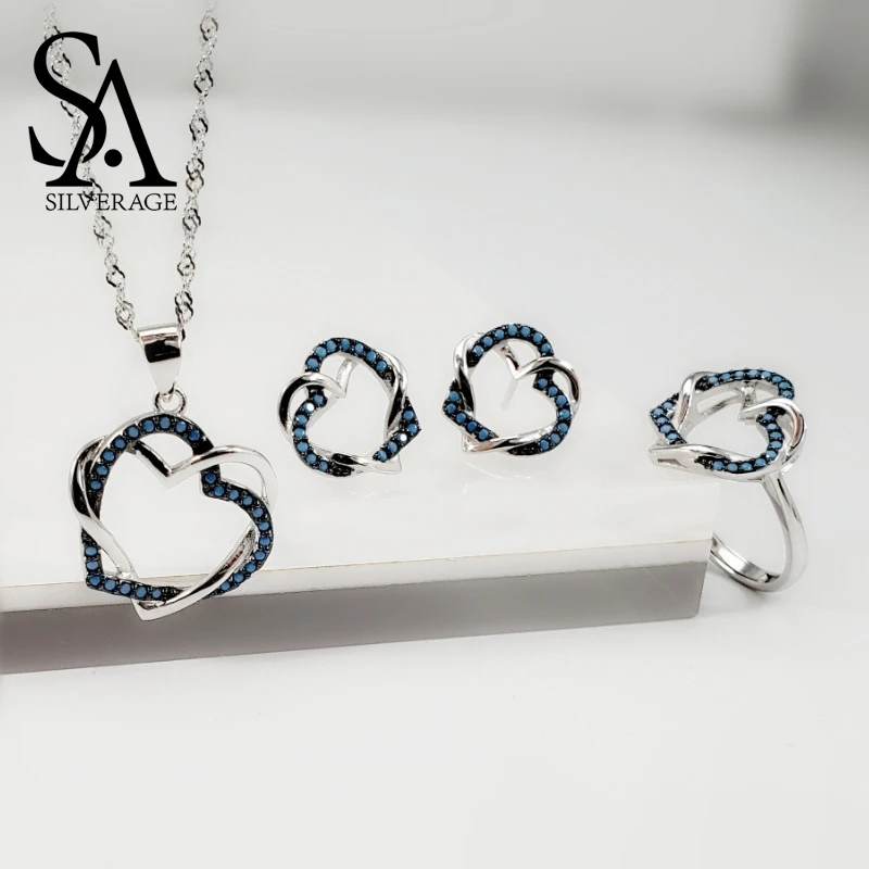 Turkish Style Jewelry Sets For Woman Pendant Necklaces Choker Blue Heart Earrings & Ring Silver Chain Wedding Jewelry Gift 2019
Turkish Style Jewelry Sets For Woman Pendant Necklaces Choker Blue Heart Earrings & Ring Silver Chain Wedding Jewelry Gift 2019