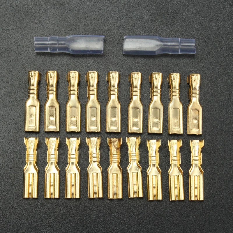 100pcs Mayitr Female Spade Connectors 2.8mm Brass Crimp Terminal with Transparent Insulating Sleeve
