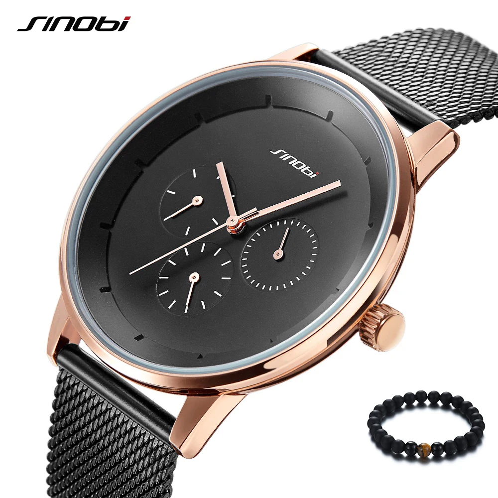 SINOBI Brand Luxury New Fashion Ultra-thin Black Gold Steel Mesh Band Men Watches Quartz Wrist Watch Clock Men Relogio Masculino
SINOBI Brand Luxury New Fashion Ultra-thin Black Gold Steel Mesh Band Men Watches Quartz Wrist Watch Clock Men Relogio Masculino